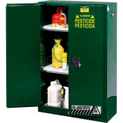 Justrite 90 gallons 2 porte, fermeture automatique, Cabinet de Pesticide, 43" W x 34 H « D x 65 », vert