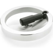 JW Winco Aluminum 2 Spoked Handwheel w/ Retractable Handle - 4.92" Dia x 12mm Bore