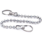 Ball Chain w/ Two Key Rings, 14W200JC0, .55" Ring Diameter, 7.87" Chain Length