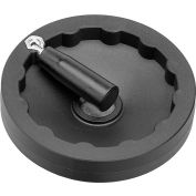 JW Winco - 6381015 - Plastic Solid Disk Handwheel w/ Retractable Handle - 6.30" D x .24" Pilot Hole