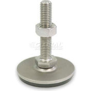 Pied réglable avec capuchon en plastique, goujon de 3/8-16 x 3,93 po, diam. de la base de 3,15 po, 4,57 po H, capacité de 2250 lb, 304 SS