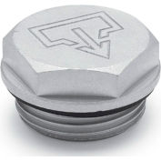 J.W. Winco 741-40-G1-AS-2 Aluminum Plug with Drain Symbol with 2mm Vent Hole - G 1" Pipe Thread