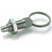 Indexing Plunger w/ Pull Ring Lock Nut SS 5.0x24.0N Pressure M8x1.25 Thread 5x5mm Pin