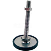 Pied réglable avec capuchon en plastique, goujon de 1/2-13 x 5,91 po, diam. de la base de 1,97 po, 6,42 po H, capacité de 2250 lb, 304 SS