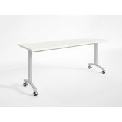 Table de formation rabattable avec roulettes RightAngle, 24 po x 60 po, blanc avec base argent – R-Style Series