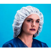 Lightweight Polypropylene Bouffant Cap, 100% Latex Free, Green 24", 100/Bag