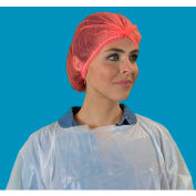 Pleated Polypropylene Bouffant Cap, 100% Latex Free, Red, 21", 100/Bag, 10 Bags/Case