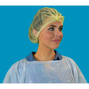 Pleated Polypropylene Bouffant Cap, 100% Latex Free, Yellow , 24", 100/Bag, 10 Bags/Case