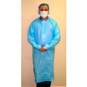 Lightweight Polyethylene Isolation Gown W/ Rear Entry, 47"L, Blue, 25/Bag, 4 Bag/Case
