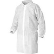 HD Polypropylene Lab Coat, No Pockets, Elastic Wrists, Snap Front, Single Collar, White, 4XL, 30/CS