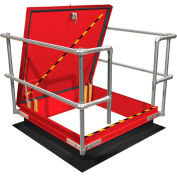 Kit de garde-corps de trappe de toit Kee Safety® avec poignées décalées et pas de portail, acier galvanisé, 36 « L