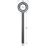 Ken Forging K2003-B - Carbon Eyebolt - Plain Pattern - 3/8-16 - 2-1/2" Shank - Made In USA