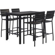 KFI Table rectangulaire 55 po L x 32 po P x 45-5/8 po H avec 4 chaises, table noire
