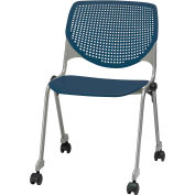 KFI chaise à roulettes de la pile et perforé arrière - siège en plastique - Navy - KOOL série