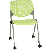 KFI chaise à roulettes de la pile et perforé arrière - siège en plastique - vert Lime - KOOL série
