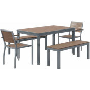 KFI Seating 5 Pièces Ensemble de salle à manger en plein air, Moka avec cadre argenté