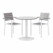 KFI 3-Piece Outdoor Dining Set, 30 « L x 29 « H Table, Blanc w / Cadre blanc