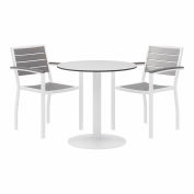 KFI 3-Piece Outdoor Dining Set, 30 « L x 29 « H Table, Blanc w / Cadre blanc