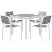 KFI 5 pièces Ensemble de salle à manger en plein air, gris avec cadre blanc