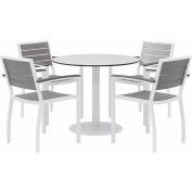 KFI 5-Piece Outdoor Dining Set, 36 « L x 29 « H Table, Blanc w / Cadre blanc