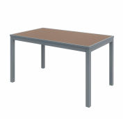 KFI 55" x 35" Rectangle Outdoor Table - Mocha Polymer Top - Silver Aluminum Frame - Ivy Series