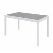 KFI 55" x 35" Rectangle Outdoor Table - Gray Polymer Top - White Aluminum Frame - Ivy Series