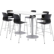 KFI Table & Stool Set, 72"Lx36"W, White Table With Black Stools