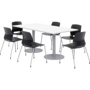 KFI Table & Chair Set, 72"Lx36"W, Table Blanche avec chaises noires