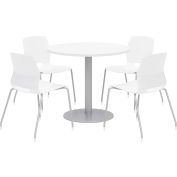 KFI 42" Table ronde - Ensemble de chaise - Designer White Table Top avec chaises blanches
