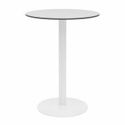 KFI 30" Round Outdoor Bar Table - Fashion Gray Phenolic Top - White Aluminum Frame - Ivy Series