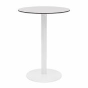 KFI 30" Round Outdoor Bar Table - Fashion Gray Phenolic Top - White Aluminum Frame - Ivy Series