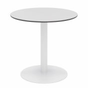 KFI 30" Round Outdoor Cafe Table - Fashion Gray Phenolic Top - White Aluminum Frame - Ivy Series