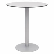 KFI 36" Round Outdoor Bar Table - Fashion Gray Phenolic Top - Silver Aluminum Frame - Ivy Series
