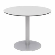 KFI 36" Round Outdoor Cafe Table - Fashion Gray Phenolic Top - Silver Aluminum Frame - Ivy Series