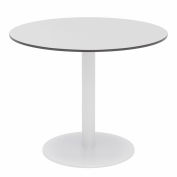 KFI 36" Round Outdoor Cafe Table - Fashion Gray Phenolic Top - White Aluminum Frame - Ivy Series