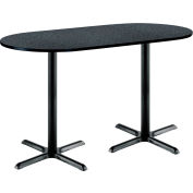 KFI 72"L x 36"W Racetrack Bistro Table - Graphite Nebula Top, Black X-Base