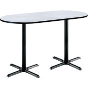 KFI 72"L x 36"W Racetrack Bistro Table - Gray Nebula Top, Black X-Base