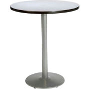 KFI 36" x 42"H Round Bar Height Pedestal Table - Grey Nebula Top, Silver Base