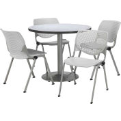 KFI 36 » Table ronde à manger et ensemble de chaise, table de nébuleuse grise avec chaises en plastique gris clair