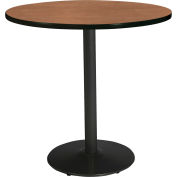 KFI 42" x 36"H Round Counter Height Pedestal Table - River Cherry Top - Round Black Base