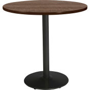 KFI 42" x 36"H Round Counter Height Pedestal Table - Studio Teak Top - Round Black Base