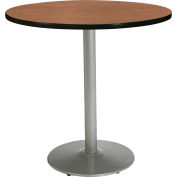 KFI 42" x 36"H Round Counter Height Pedestal Table - River Cherry Top - Round Silver Base