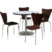 KFI Dining Table & Chair Set - Round - 42"W x 29"H - Espresso Wood Chairs with Round Gray Table