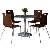 KFI 42 » Table à manger ronde et 4 ensemble de chaise, table graphite avec chaises espresso