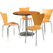 KFI Dining Table & Chair Set - Round - 42"W x 29"H - Natural Wood Chairs with Medium Oak Table