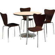 KFI Dining Table & Chair Set - Round - 42"W x 29"H - Espresso Wood Chairs with Round Natural Table