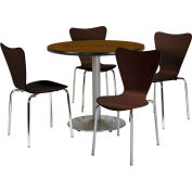 KFI Dining Table & Chair Set - Round - 42"W x 29"H - Espresso Wood Chairs with Round Walnut Table
