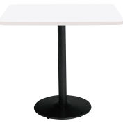 KFI 42" x 36"H Square Counter Height Pedestal Table - Designer White Top - Round Black Base