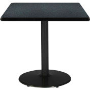 KFI 42"W Square Restaurant Table - Graphite Nebula Top, Round Black Base