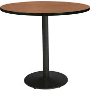 KFI 48" x 36"H Round Counter Height Pedestal Table - River Cherry Top - Round Black Base